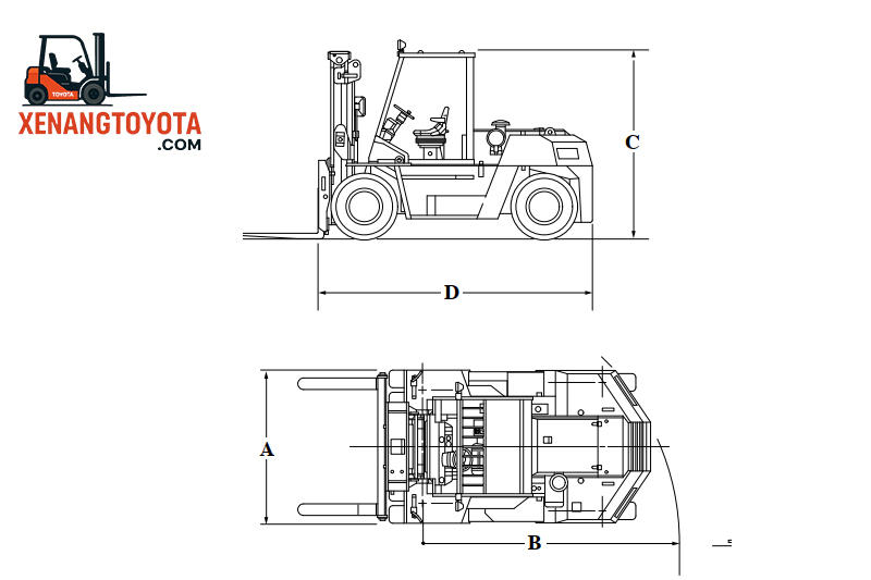 Bản vẽ xe nâng Toyota 10 tấn đến 16 tấn 4FD Series