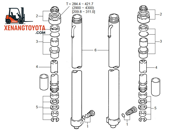 Tháo rời và kiểm tra xi lanh nâng